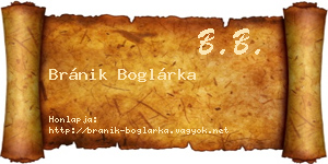 Bránik Boglárka névjegykártya